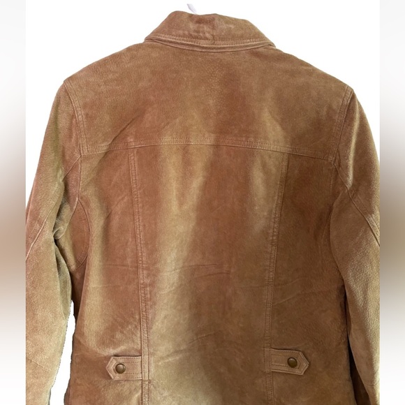 Coldwater Creek Tan Leather Jacket Womens Small Snaps Suede Equestrian Western - Picture 9 of 14